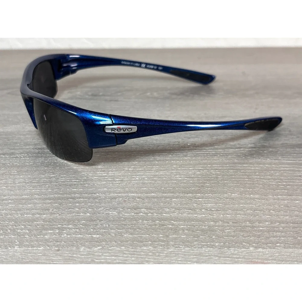 Revo Hitch RE4047-03 Mens Sunglasses Metallic Blue Polarized Wrap Sport USA Made